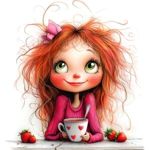 6pc Strawberry Girl Prints